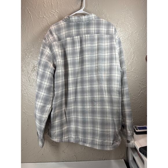 Wrangler Quilted Shirt Jacket Gray Plaid Shacket Lined Pockets Sherpa Size Large - Picture 2 of 5